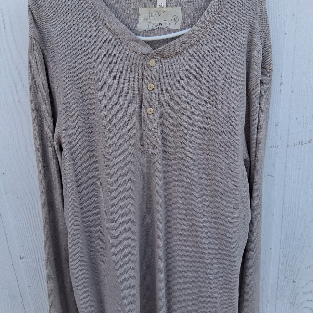 Goodthreads Henley Grey Tan Size L Cotton
